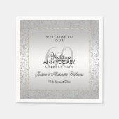 Stylish Silver Confetti 60th Wedding Servet (Voorkant)