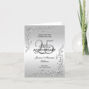 Stylish Silver Decoration 25th Wedding Jubileum Aankondiging