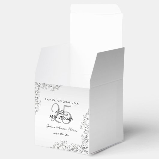 Stylish Silver Decoration 25th Wedding Jubileum Bedankdoosjes (Geopend)