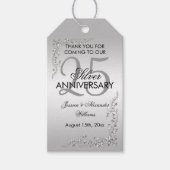 Stylish Silver Decoration 25th Wedding Jubileum Cadeaulabel (Voorkant)