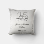 Stylish Silver Decoration 25th Wedding Jubileum Kussen (Voorkant)