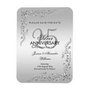Stylish Silver Decoration 25th Wedding Jubileum Magneet