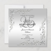Stylish Silver Decoration 25th Wedding Jubileum Magnetische Uitnodiging (Voorkant)