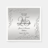 Stylish Silver Decoration 25th Wedding Jubileum Servet (Voorkant)