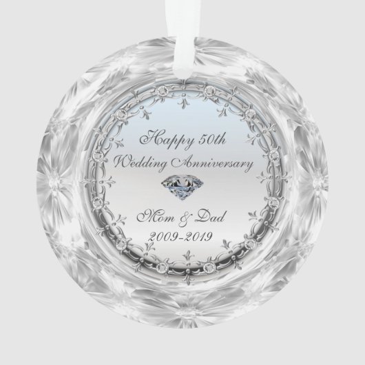 Stylish Silver Diamonds 50th Wedding Jubileum Ornament (achterkant)