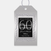 Stylish Silver Diamonds 60th Wedding Jubileum Cadeaulabel (Voorkant)