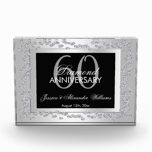 Stylish Silver Diamonds 60th Wedding Jubileum Fotoblokken (Voorkant)