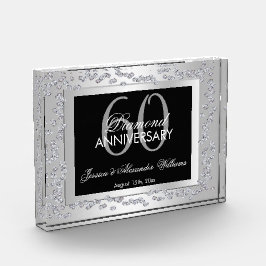 Stylish Silver Diamonds 60th Wedding Jubileum Fotoblokken
