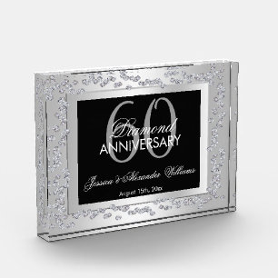 Stylish Silver Diamonds 60th Wedding Jubileum Fotoblokken