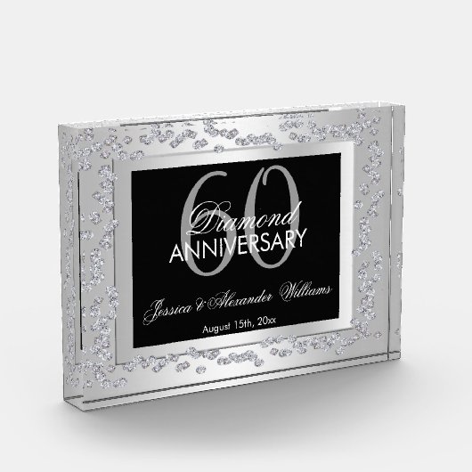 Stylish Silver Diamonds 60th Wedding Jubileum Fotoblokken (Links)