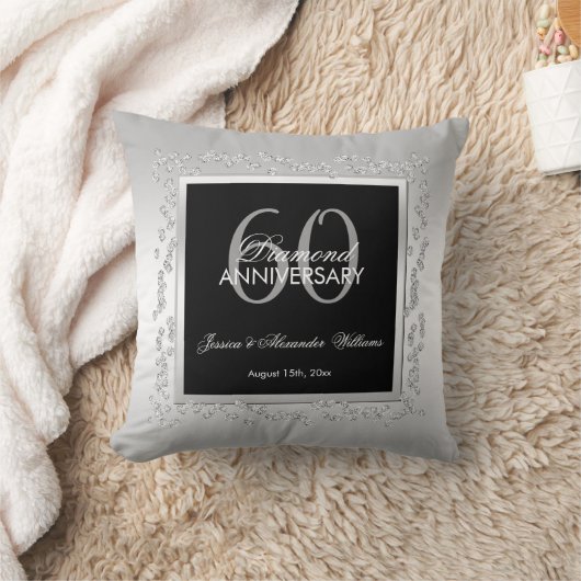 Stylish Silver Diamonds 60th Wedding Jubileum Kussen (Deken)