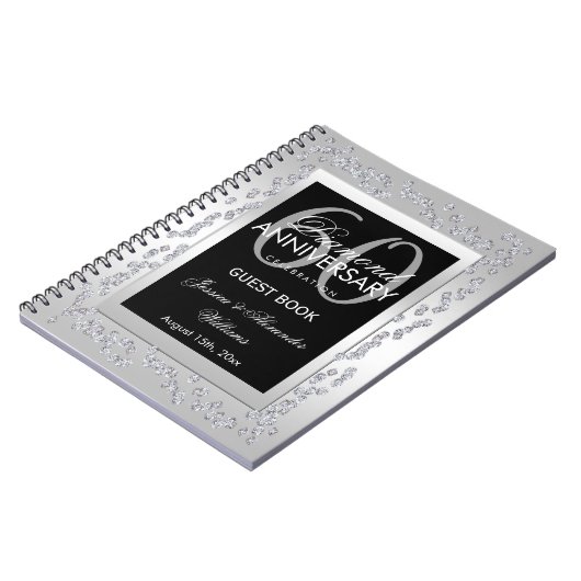 Stylish Silver Diamonds 60th Wedding Jubileum Notitieboek (Linkerzijde)