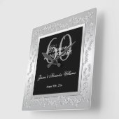 Stylish Silver Diamonds 60th Wedding Jubileum Vierkante Klok (Hoek)