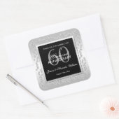 Stylish Silver Diamonds 60th Wedding Jubileum Vierkante Sticker (Envelop)