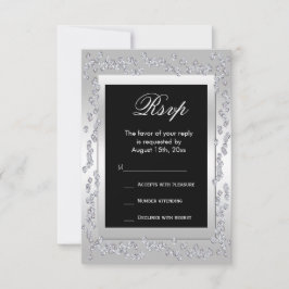Stylish Silver Diamonds 60th Wedding RSVP