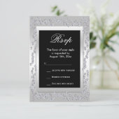 Stylish Silver Diamonds 60th Wedding RSVP (Staand voorkant)
