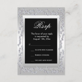 Stylish Silver Diamonds 60th Wedding RSVP Kaartje