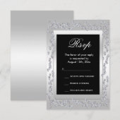 Stylish Silver Diamonds 60th Wedding RSVP Kaartje (Voorkant / Achterkant)