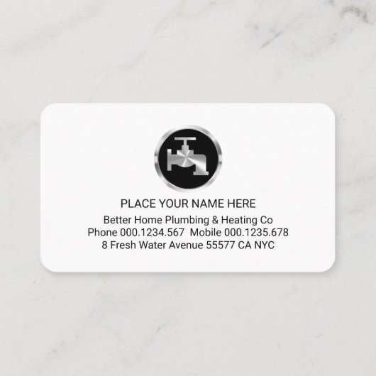 Stylish Silver Faucet Water Waves Visitekaartje (Achterkant)