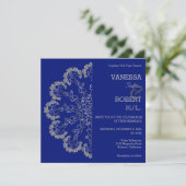 Stylish Silver Floral Mandala Wedding Invitation Kaart (Staand voorkant)