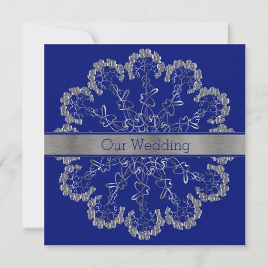 Stylish Silver Floral Mandala Wedding Invitation Kaart (Achterkant)