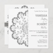 Stylish Silver Floral Mandala Wedding Invitation Kaart (Voorkant / Achterkant)