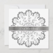 Stylish Silver Floral Mandala Wedding Invitation Kaart (Achterkant)