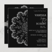 Stylish Silver Floral Mandala Wedding Invitation Kaart (Voorkant / Achterkant)
