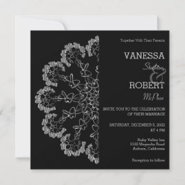 Stylish Silver Floral Mandala Wedding Invitation Kaart