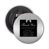 Stylish Silver Gem Bow & Black Wedding Button Flesopener (Voorkant)