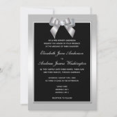 Stylish Silver Gem Bow & Black Wedding Kaart (Voorkant)