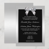 Stylish Silver Gem Bow & Black Wedding Kaart (Voorkant / Achterkant)