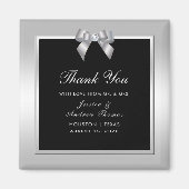 Stylish Silver Gem Bow & Black Wedding Magneet (Voorkant)