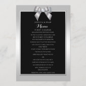 Stylish Silver Gem Bow & Black Wedding Menu (Voorkant)