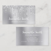 Stylish Silver glitter druist bruiloft planner Visitekaartje (Voorkant / Achterkant)