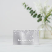 Stylish Silver glitter druist bruiloft planner Visitekaartje (Staand voorkant)