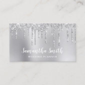 Stylish Silver glitter druist bruiloft planner Visitekaartje (Voorkant)
