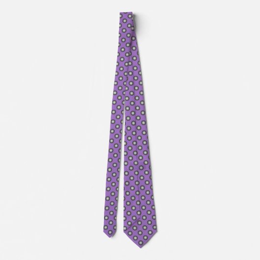 Stylish Silver Gray Polka Dot on Lavender Stropdas (Achterkant)