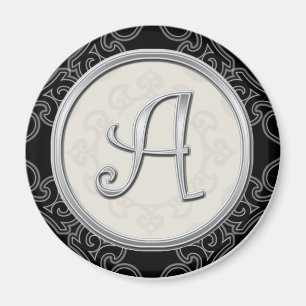 Stylish Silver Monogram Initiaal A Magneet