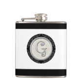 Stylish Silver Monogram Initiaal G Heupfles (Voorkant)