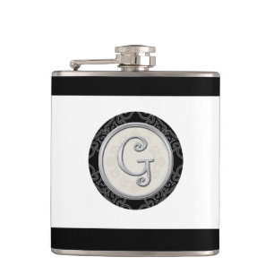 Stylish Silver Monogram Initiaal G Heupfles