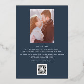 Stylish Silver Navy Blue Photo Save the Date Folie Uitnodiging (Achterkant)