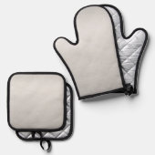 Stylish Silver Oven Mitt with Matching Pot Holder Ovenwant & Pannenlap Set (Voorkant / Achterkant)