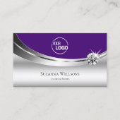 Stylish Silver Royal Paars met Logo en Diamond Visitekaartje (Voorkant)