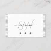 Stylish Silver White Sparging Diamonds Monogram Visitekaartje (Voorkant)