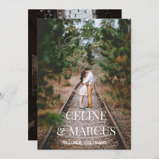 Stylish Simple Full Photo Double-sided Save The Date (Voorkant / Achterkant)