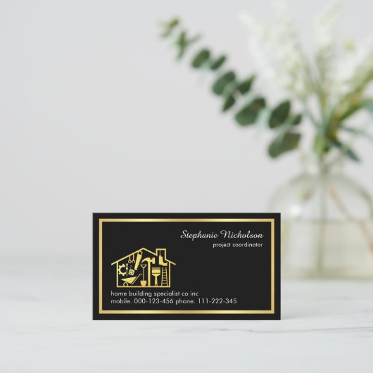 Stylish Simple Gold Handyman Tools Frame Visitekaartje (Staand voorkant)
