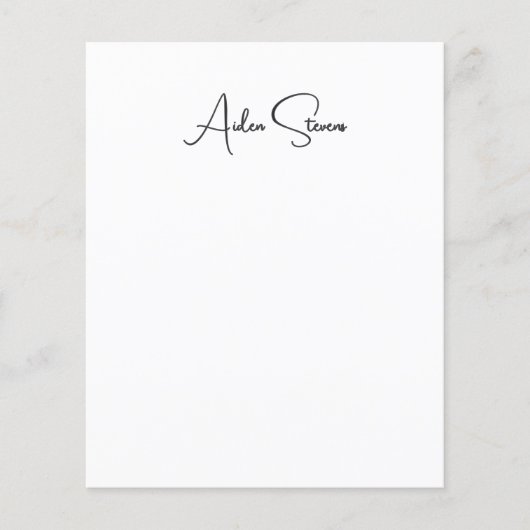 Stylish Simple Plain Black & White Minimalist Name Flyer (Voorkant)