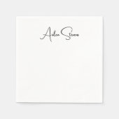 Stylish Simple Plain Black & White Minimalist Name Servet (Voorkant)