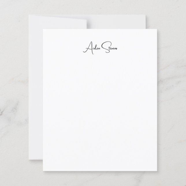 Stylish Simple Plain Minimalist Name Paper Sheet (Voorkant)